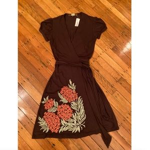 Eva Franco Hydrangea Wrap Dress Embroidered NWT 2